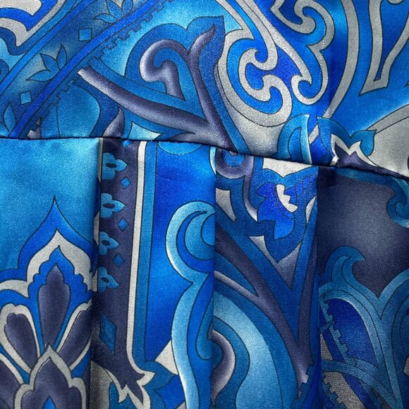 Mona Lisa Women’s Nightgown Robe Maxi Dress Made In USA Satin Paisley Blue PL - Picture 13 of 14